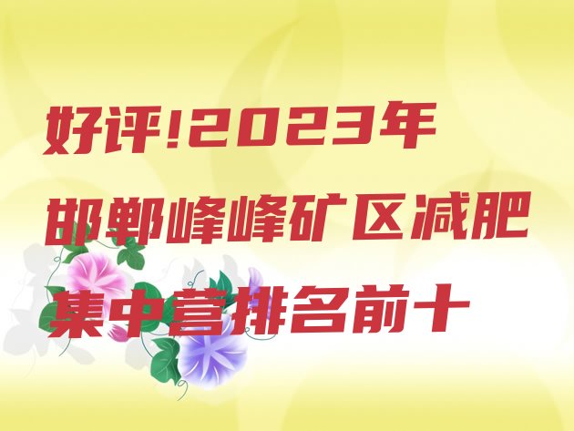 好评!2023年邯郸峰峰矿区减肥集中营排名前十