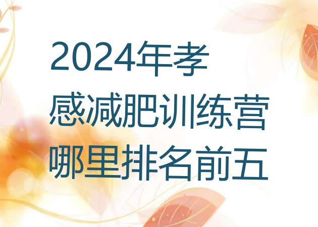 十大2024年孝感减肥训练营哪里排名前五排行榜