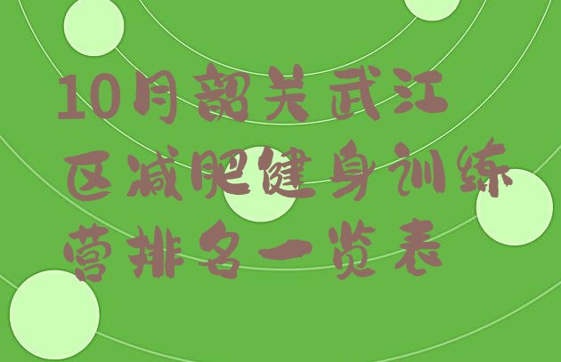 十大10月韶关武江区减肥健身训练营排名一览表排行榜