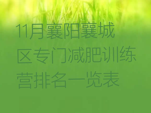 十大11月襄阳襄城区专门减肥训练营排名一览表排行榜