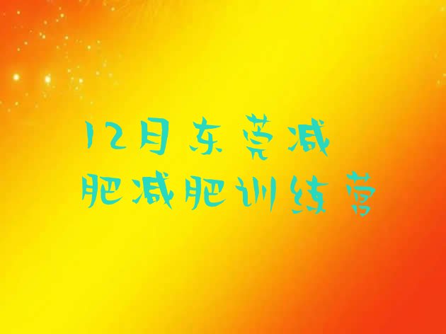 十大12月东莞减肥减肥训练营排行榜