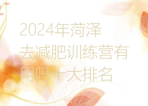 十大2024年菏泽去减肥训练营有用吗十大排名排行榜