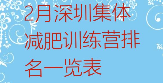 十大2月深圳集体减肥训练营排名一览表排行榜