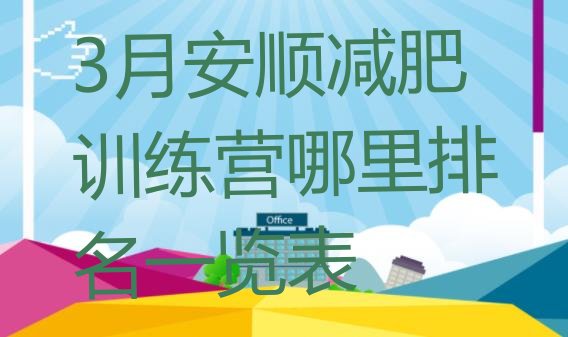 十大3月安顺减肥训练营哪里排名一览表排行榜