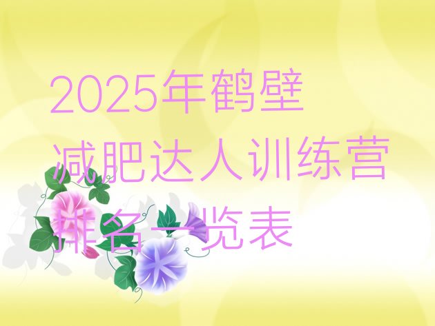 十大2025年鹤壁减肥达人训练营排名一览表排行榜