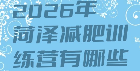 十大2026年菏泽减肥训练营有哪些排行榜