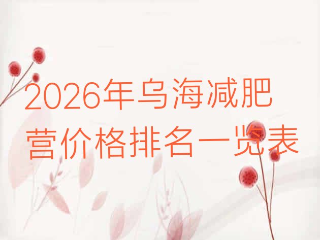 十大2026年乌海减肥营价格排名一览表排行榜
