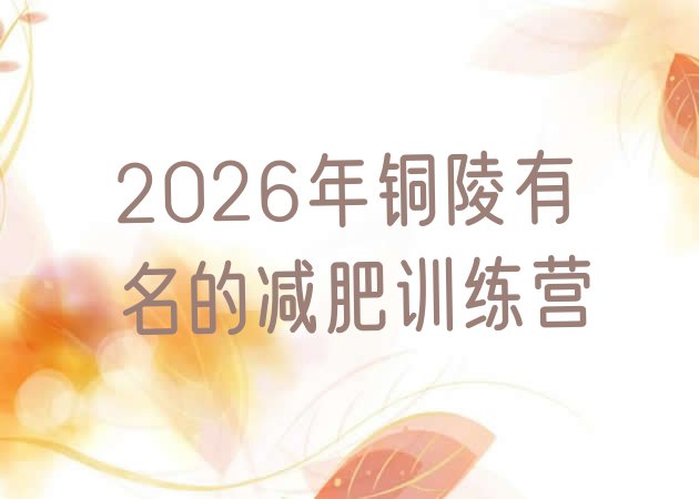 十大2026年铜陵有名的减肥训练营排行榜