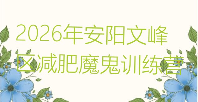 十大2026年安阳文峰区减肥魔鬼训练营排行榜