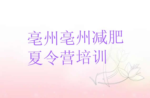 十大2026年亳州谯城区专门减肥训练营排名排行榜